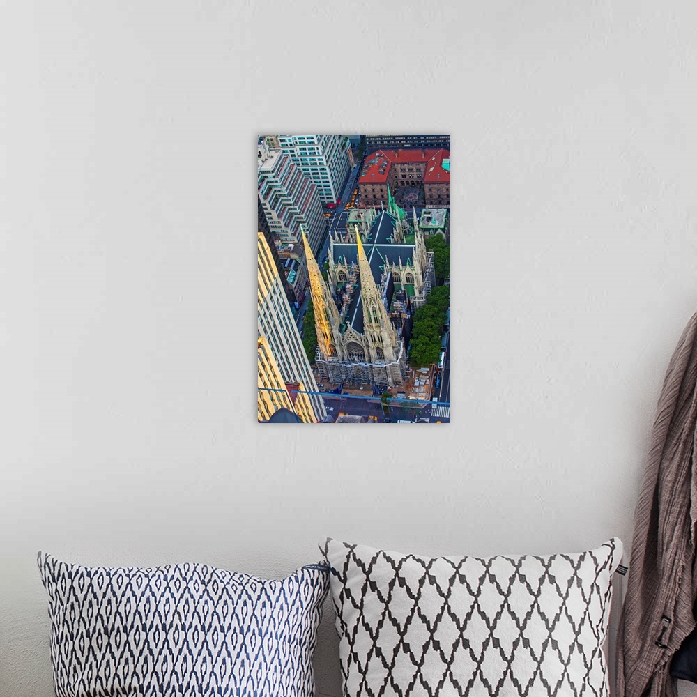 A bohemian room featuring New York, New York City, St. Patricks Cathedral viewed from Top of the Rock