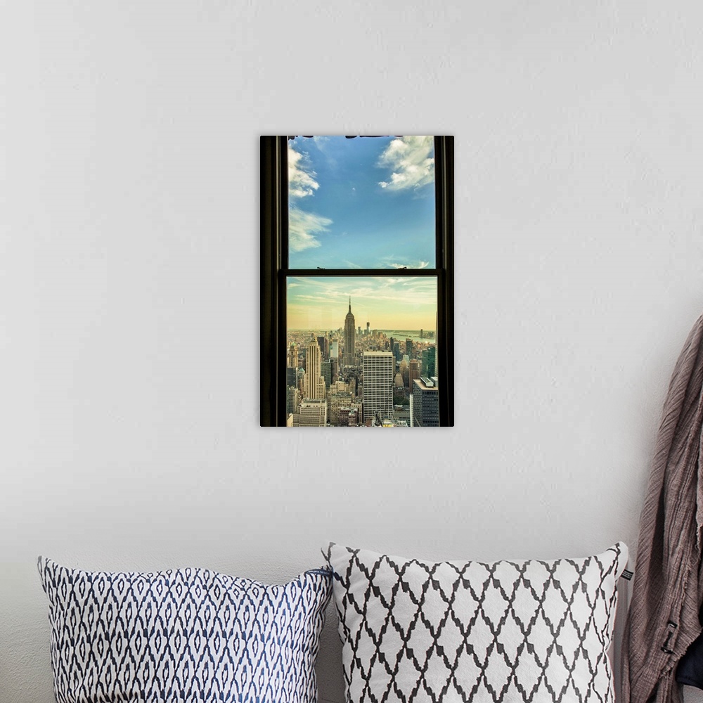 A bohemian room featuring New York, New York City, View of Empire State Building through window
