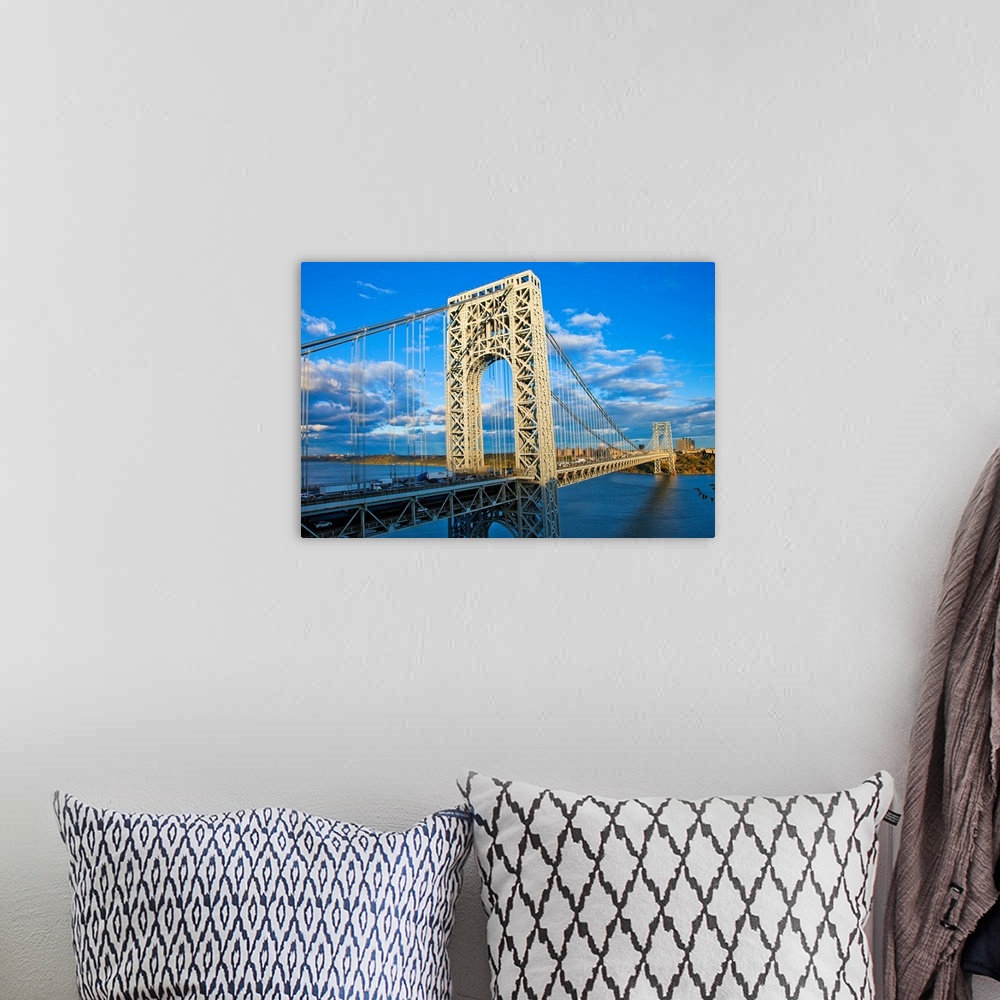 A bohemian room featuring New York, NYC, George Washington Bridge, view from New Jersey