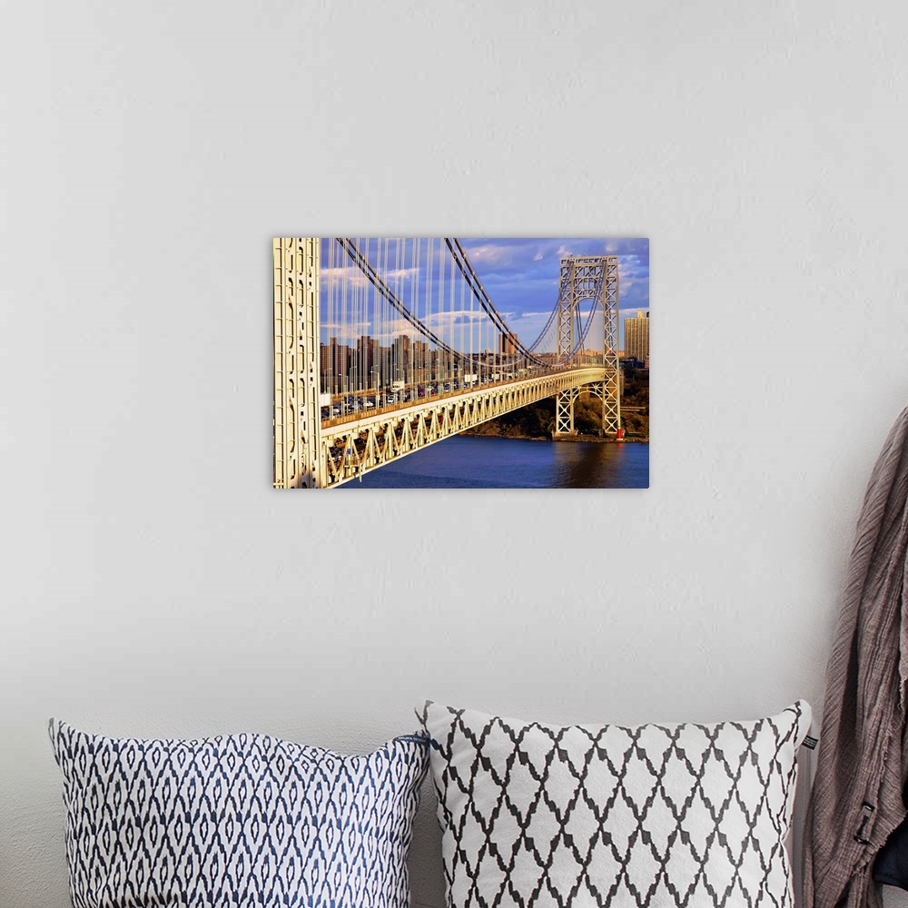 A bohemian room featuring New York, NYC, George Washington Bridge, view from New Jersey