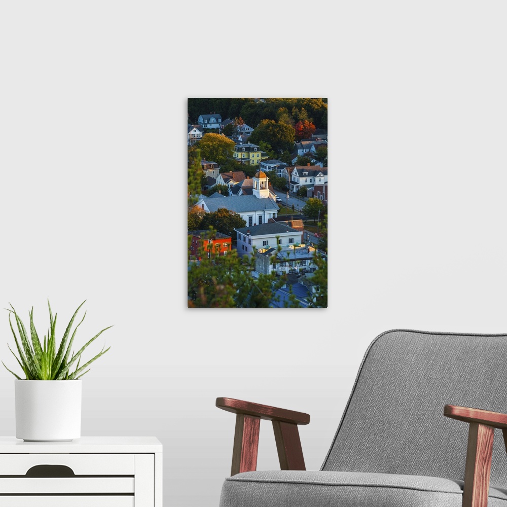 A modern room featuring New York, Port Jervis aerial view with fall colors