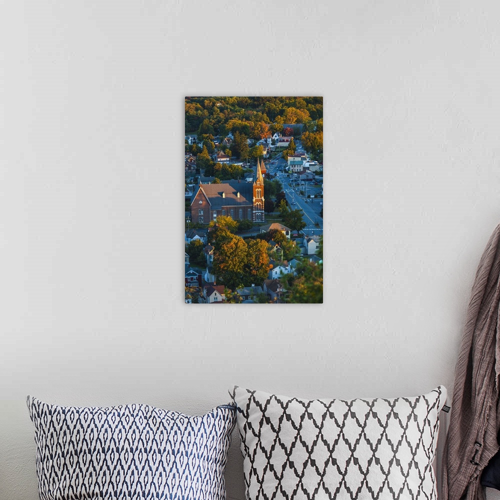 A bohemian room featuring New York, Port Jervis aerial view with fall colors