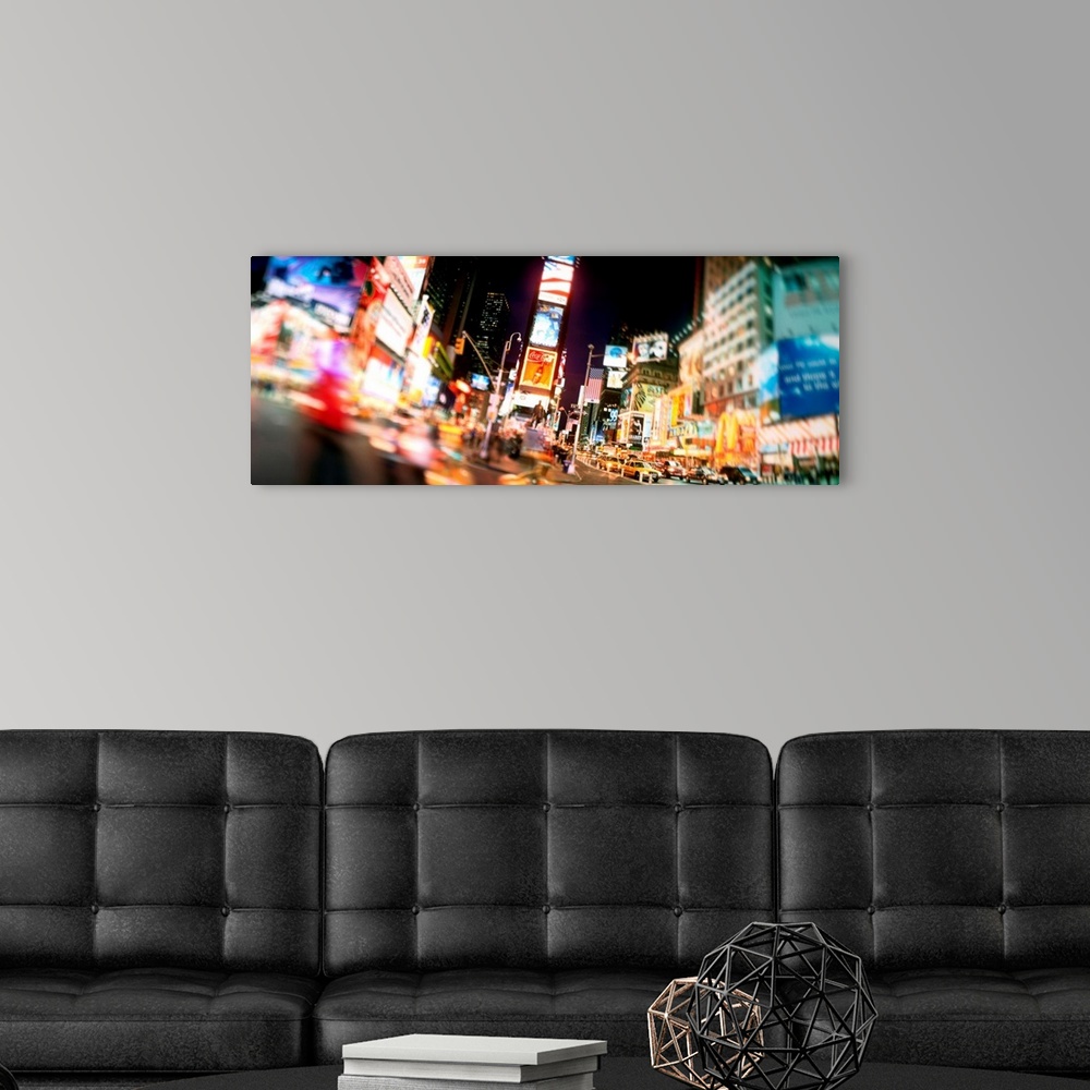 A modern room featuring New York, Times Square