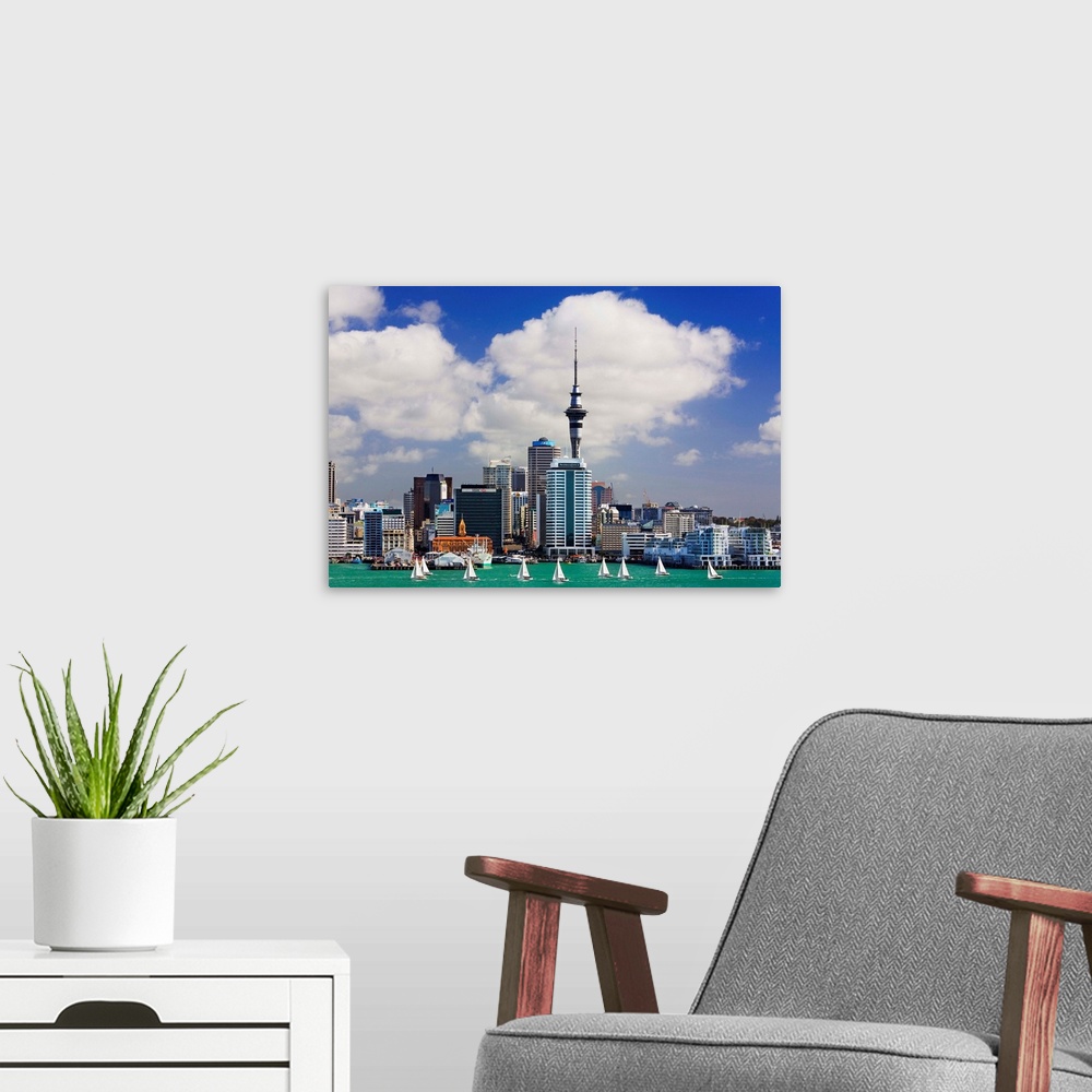 A modern room featuring New Zealand, North Island, Auckland, Skyline