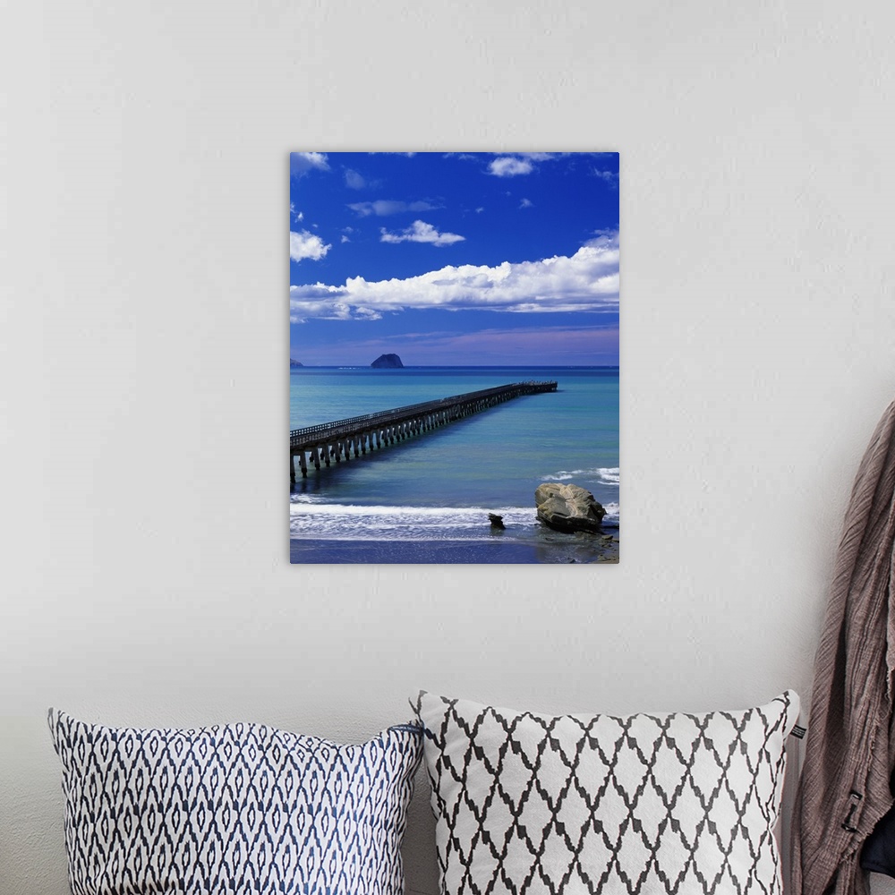 A bohemian room featuring New Zealand, North Island, East CoaSt. Tologa Bay, the longest pier in New Zealand,