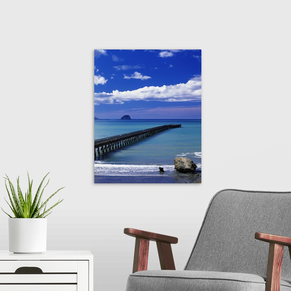 A modern room featuring New Zealand, North Island, East CoaSt. Tologa Bay, the longest pier in New Zealand,