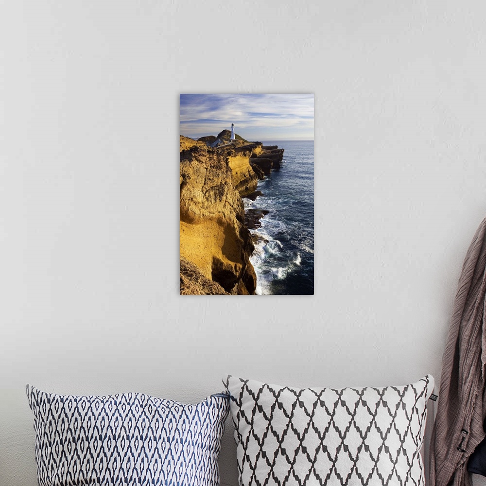 A bohemian room featuring New Zealand, North Island, Wellington, Castlepoint lighthouse and cliff