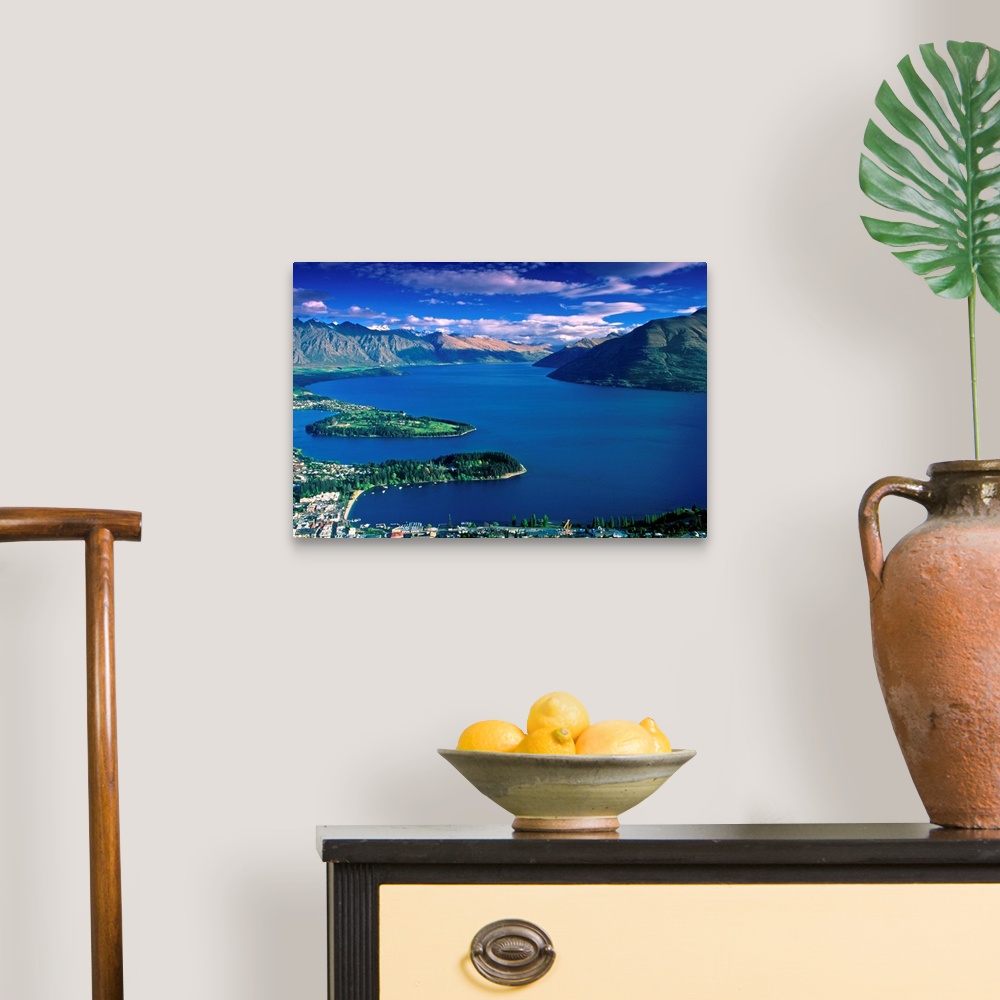 A traditional room featuring New Zealand, South Island, View towards Queenstown town and Wakatipu lake