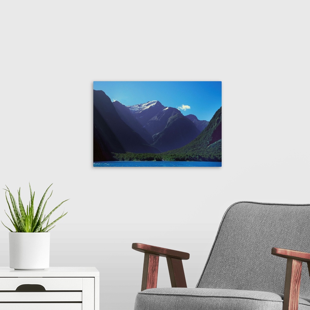 A modern room featuring The Milford sound is one of the most beutiful fiords of the Fiordland National Park, in the south...