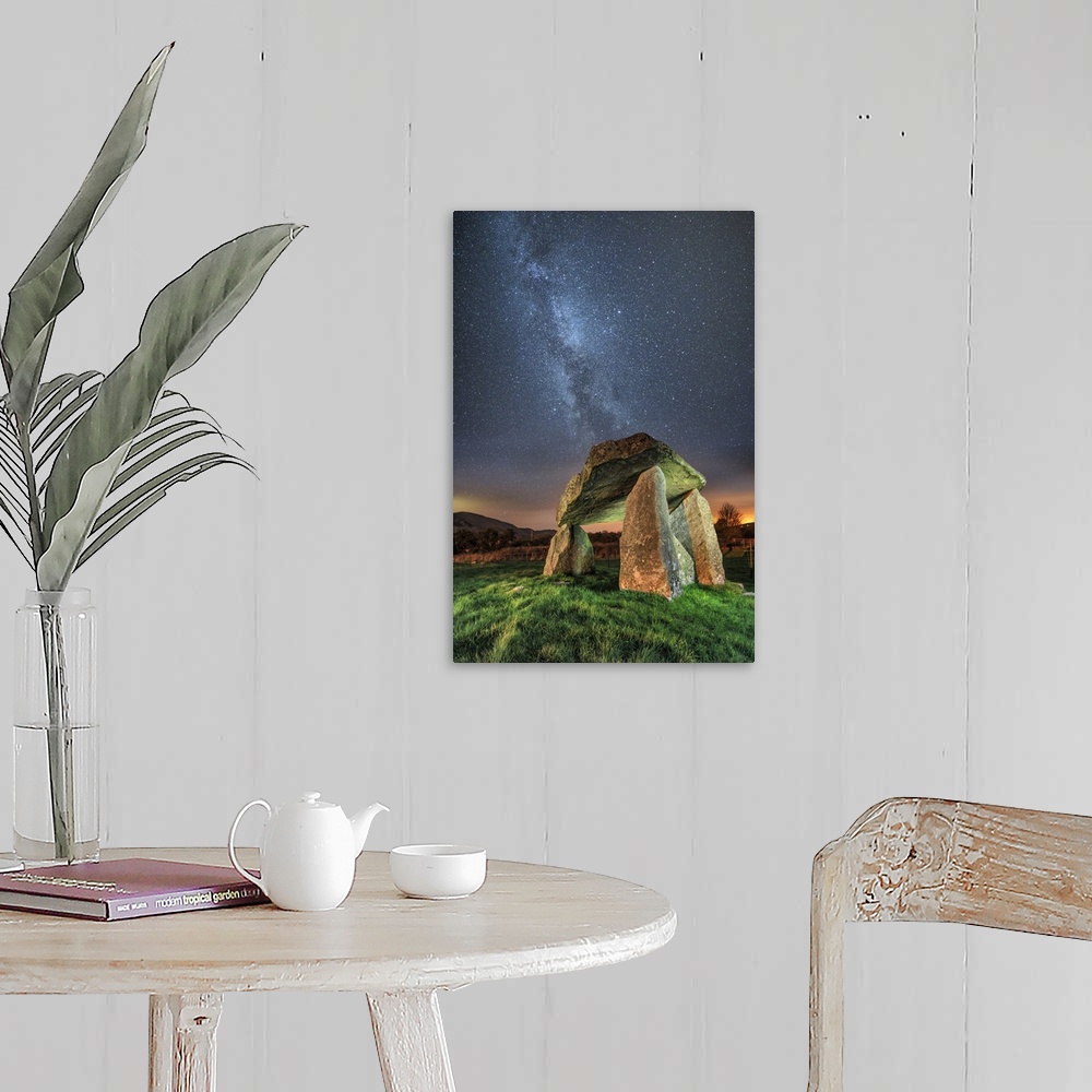 A farmhouse room featuring UK, Northern Ireland, Great Britain, Ballykeel Dolmen at night with the milky way visible in the ...