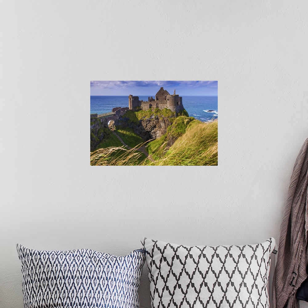 A bohemian room featuring UK, Northern Ireland, Great Britain, Antrim, Dunluce Castle ruins on a cliff top near Bushmills v...