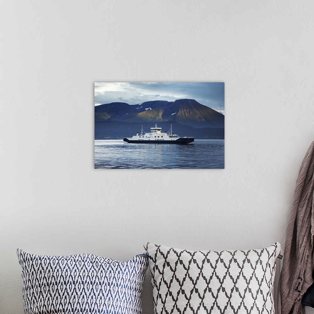 A bohemian room featuring Norway, More og Romsdal, Scandinavia, Alesund, Car ferry crossing the fjords near Alesund.