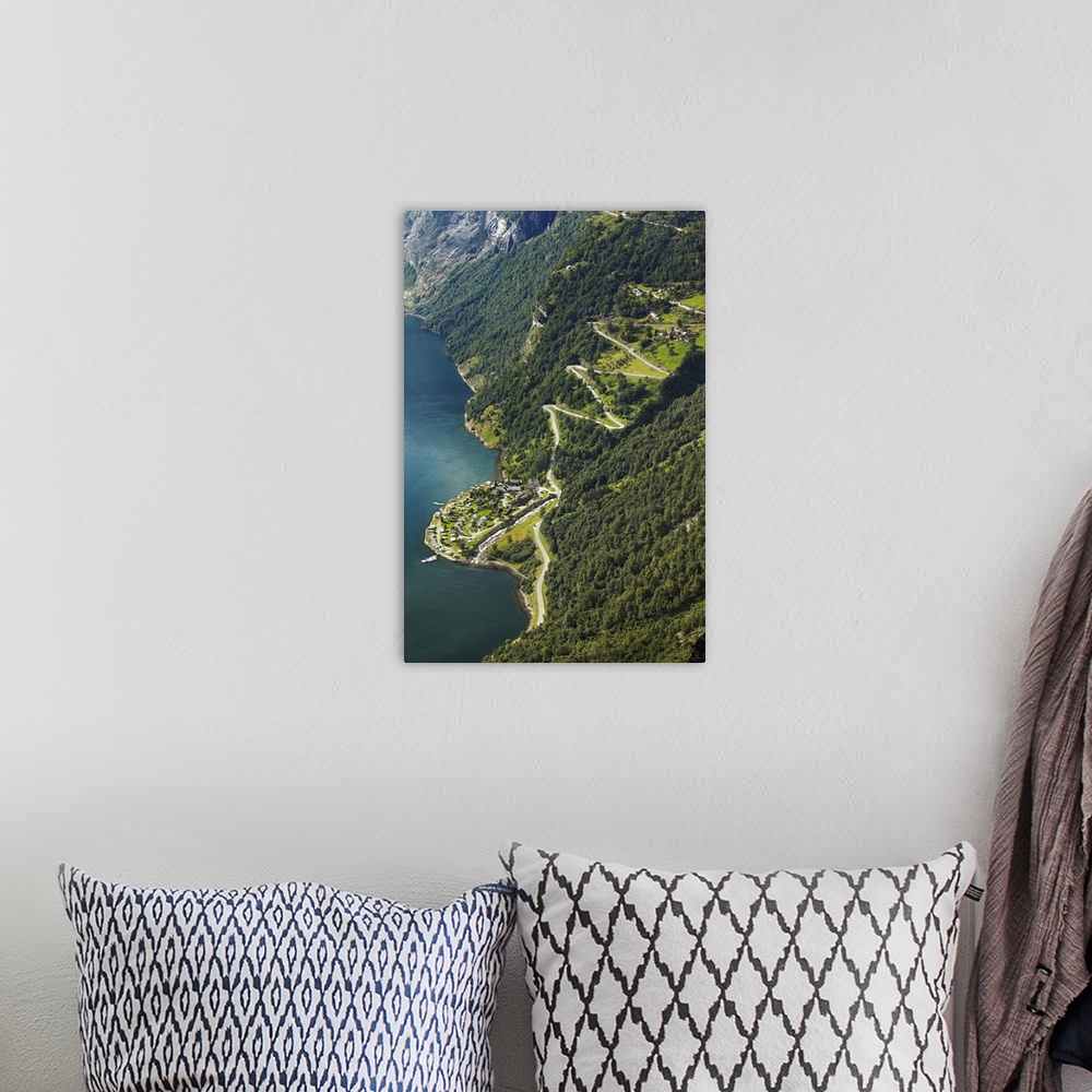 A bohemian room featuring Norway, More og Romsdal, Scandinavia, Geirangerfjord, Geiranger, The Eagles Road into Geiranger.