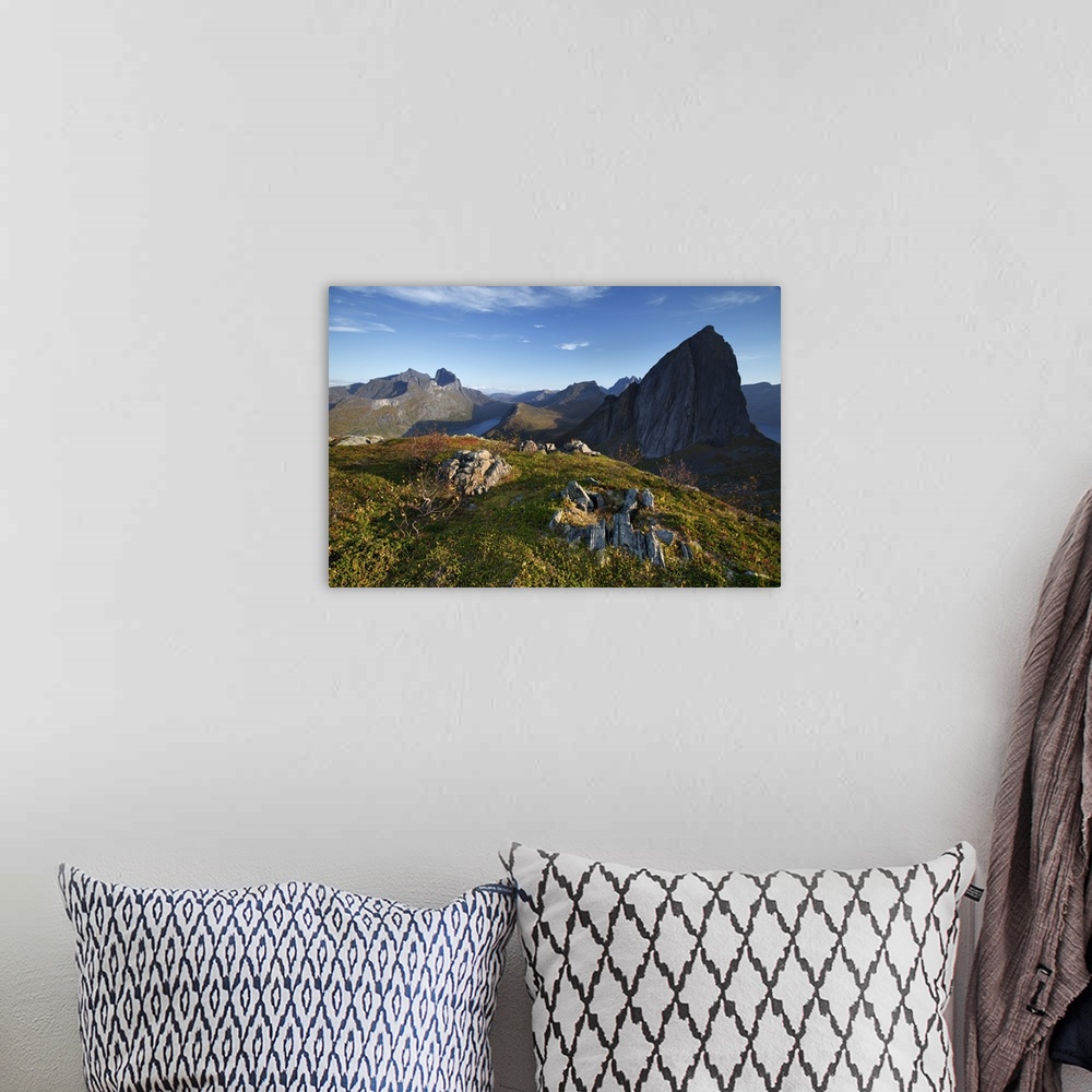 A bohemian room featuring Norway, Troms, Scandinavia, Tromso, Segla mountain and Senja Island's landscape.