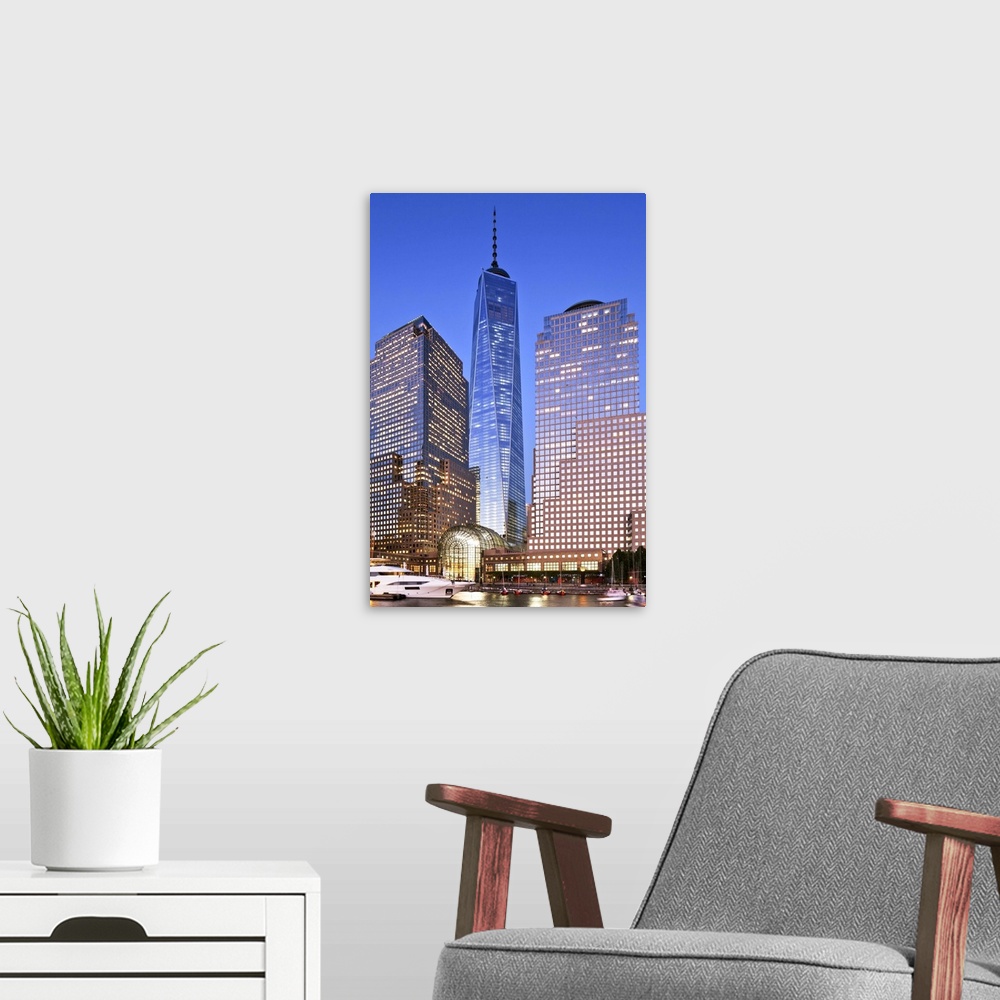 A modern room featuring USA, New York City, Manhattan, Lower Manhattan, One World Trade Center, Freedom Tower, Tourist ha...