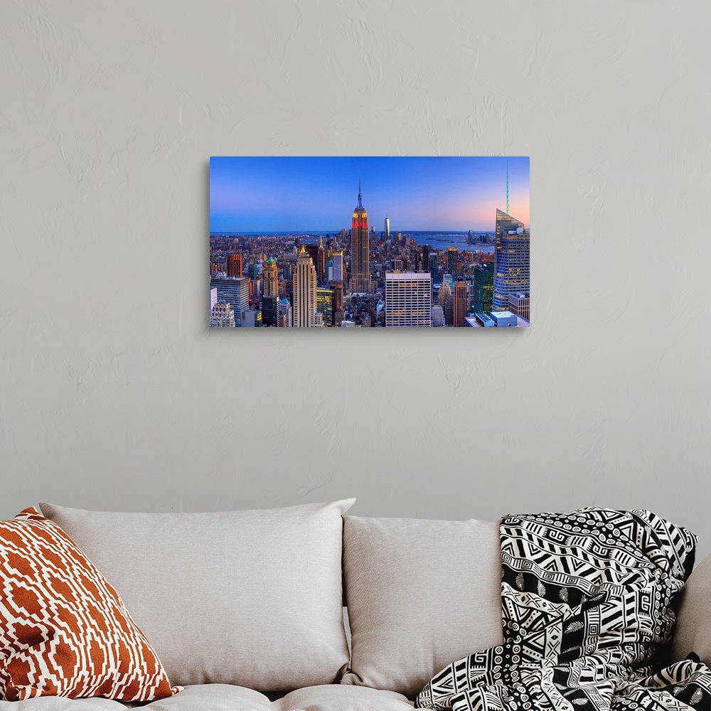 A bohemian room featuring New York, New York City, Manhattan, Empire State Building, Cityscape from Top of the Rock observa...