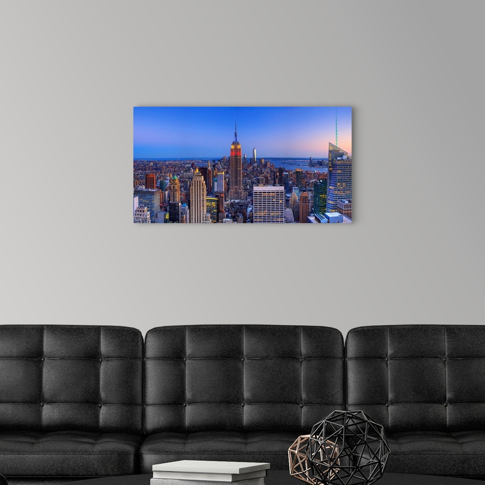 A modern room featuring New York, New York City, Manhattan, Empire State Building, Cityscape from Top of the Rock observa...