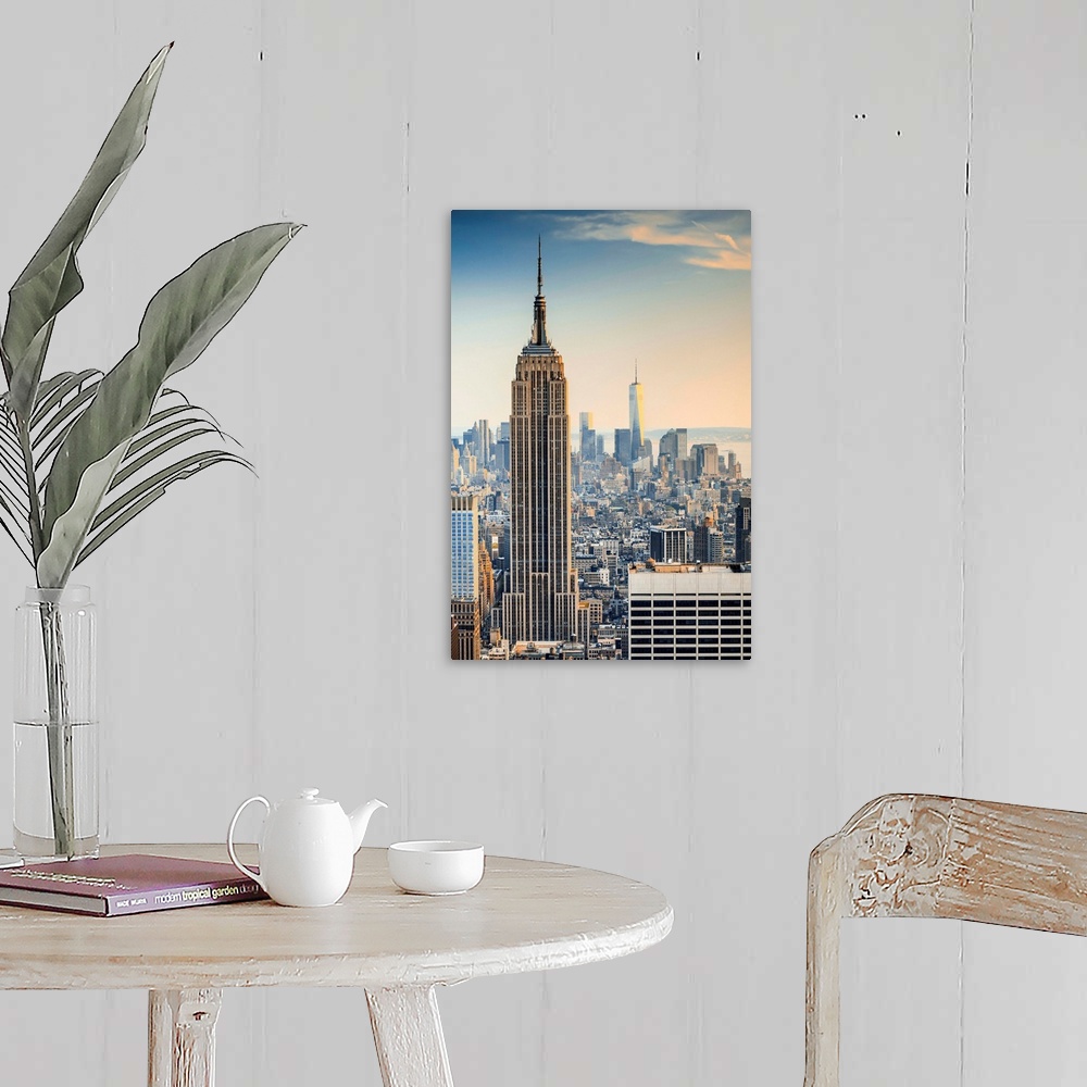 A farmhouse room featuring New York, New York City, Manhattan, Empire State Building, Cityscape from Top of the Rock at the ...