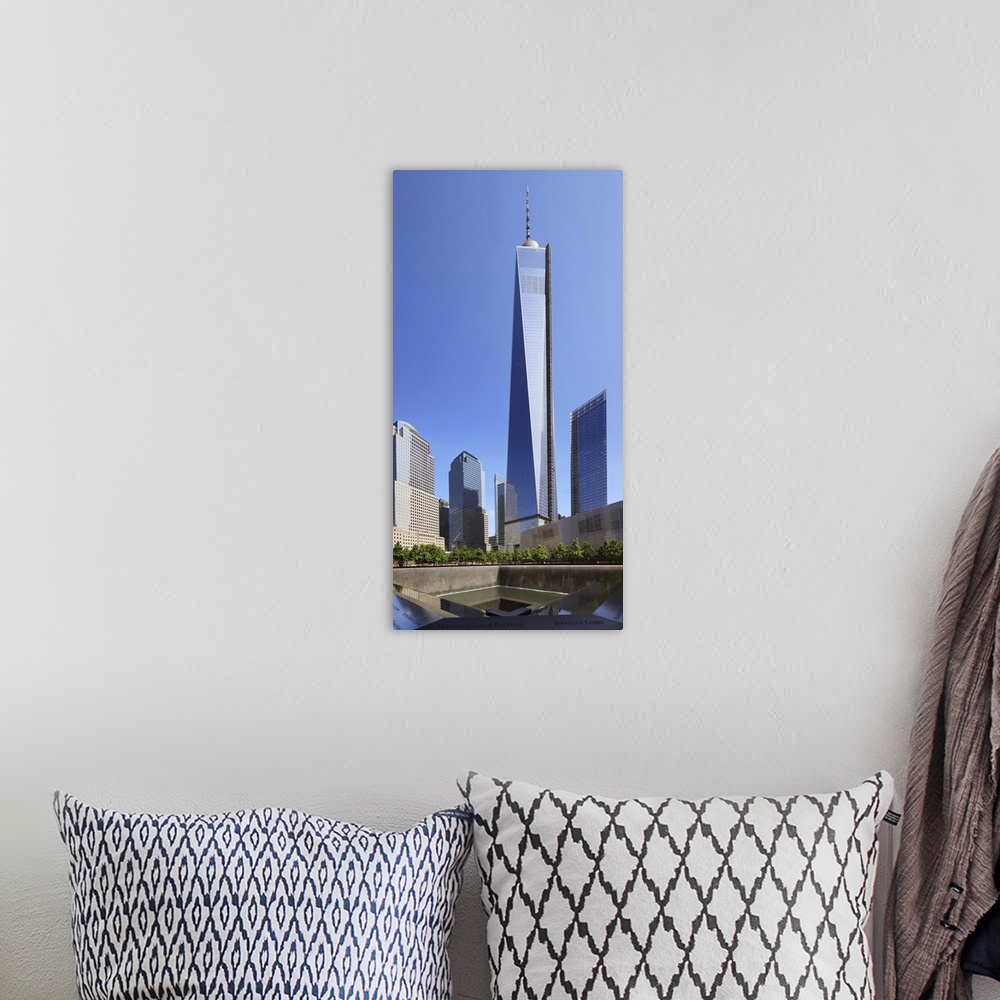 A bohemian room featuring New York, New York City, Manhattan, Freedom Tower, Ground Zero memorial at the site of the World ...