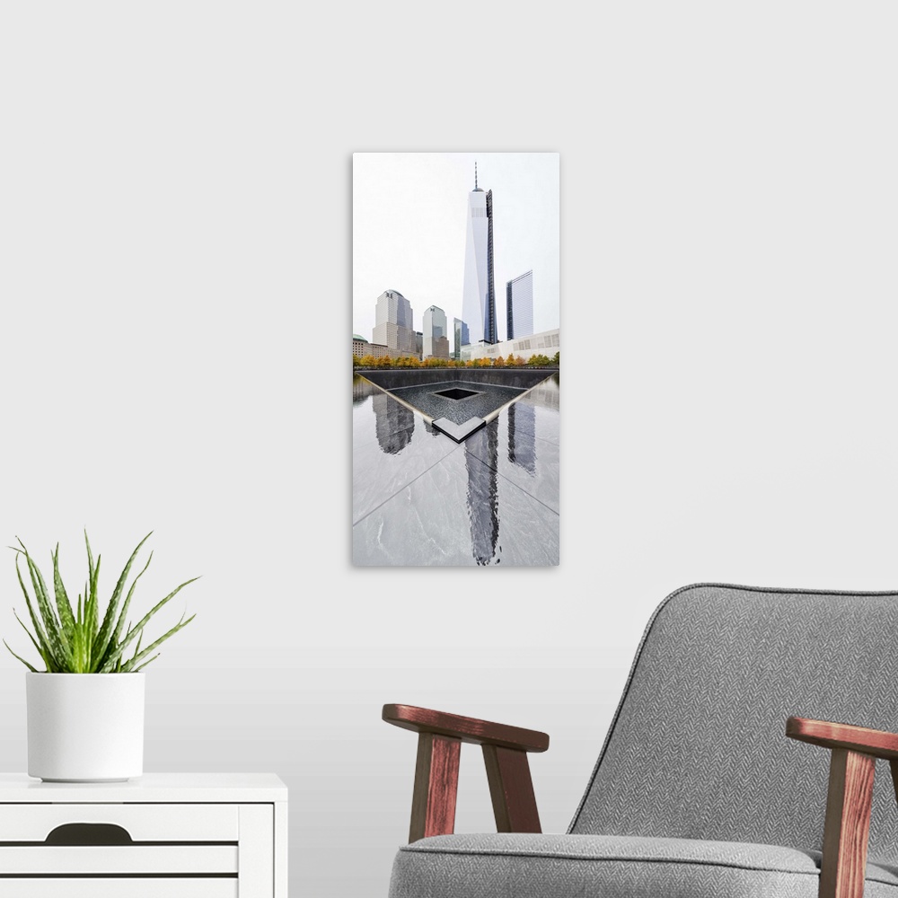 A modern room featuring USA, New York City, Manhattan, Lower Manhattan, One World Trade Center, Freedom Tower, North Pool...