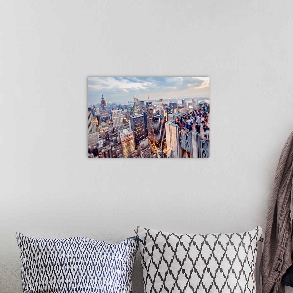 A bohemian room featuring USA, New York City, View of Midtown and Downtown from Top of The Rock Observation Deck at Rockefe...