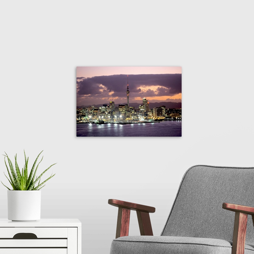 A modern room featuring Oceania, New Zealand, North Island, Auckland, View from Mount Victoria towards the city