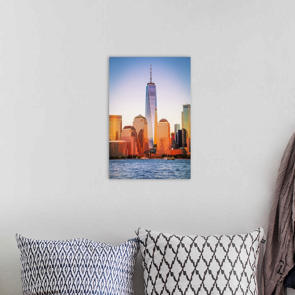 A bohemian room featuring USA, New York City, Manhattan, Lower Manhattan, One World Trade Center, Freedom Tower, View from ...