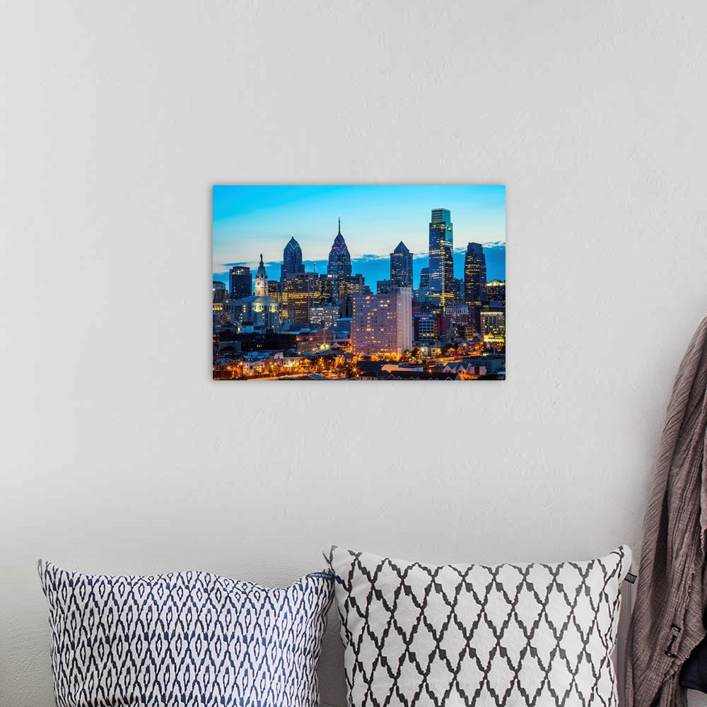 A bohemian room featuring Pennsylvania, Philadelphia, City Skyline at dusk
