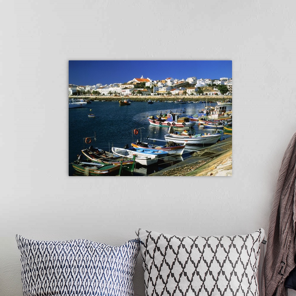 A bohemian room featuring Portugal, Algarve, Lagos, harbor and town