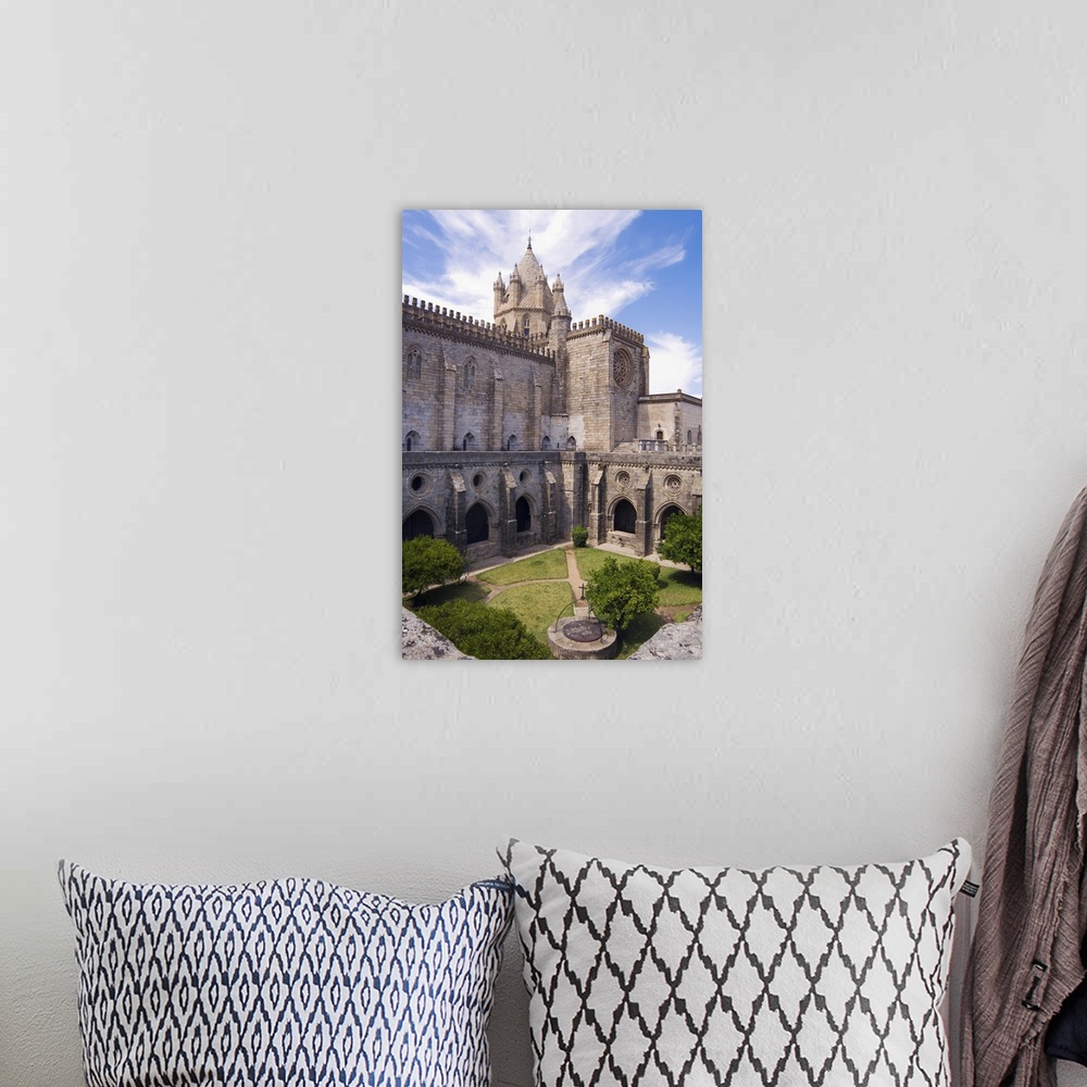 A bohemian room featuring Portugal, Evora, evora, Cathedral la Se, the cloister and rear view of the cathedral