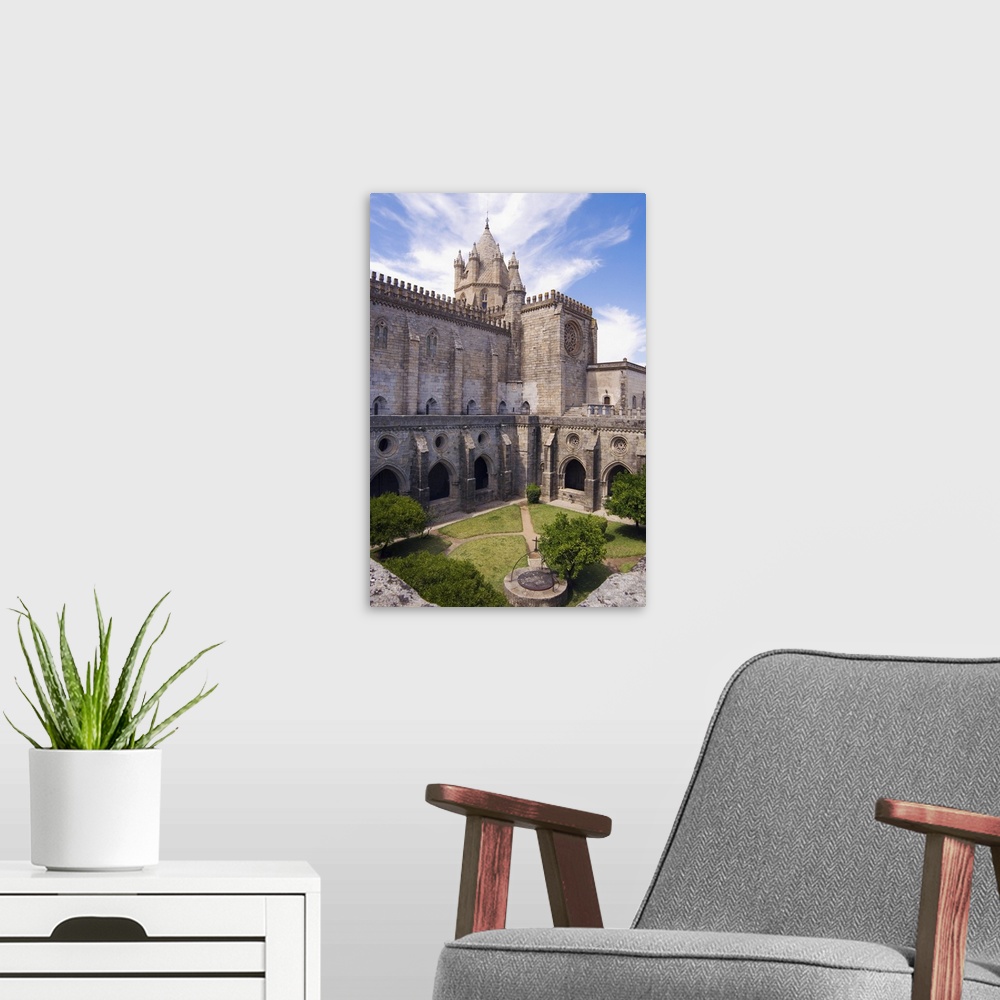 A modern room featuring Portugal, Evora, evora, Cathedral la Se, the cloister and rear view of the cathedral