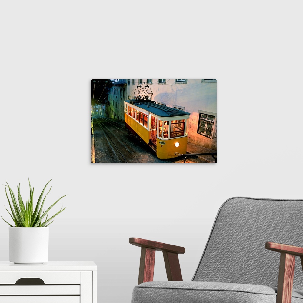 A modern room featuring Portugal, Lisbon, funicular that connects downtown with Barrio Alto