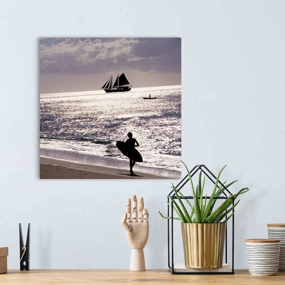 A bohemian room featuring Sailing boat and surf