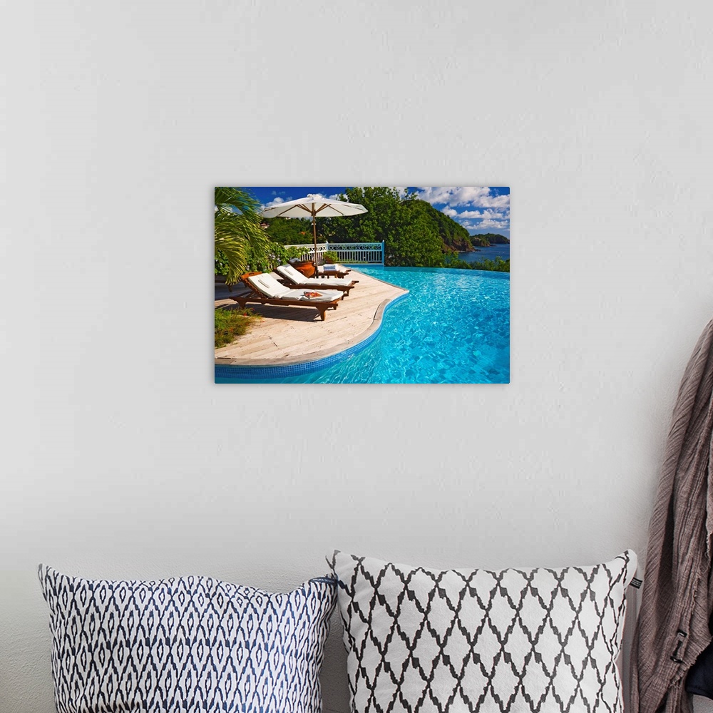 A bohemian room featuring Saint Lucia, Gros Islet, Caribbean, Cap Estate, Poolside at Hibiscus Villa