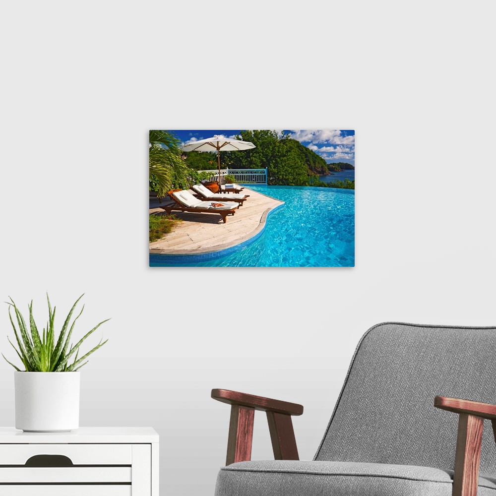 A modern room featuring Saint Lucia, Gros Islet, Caribbean, Cap Estate, Poolside at Hibiscus Villa