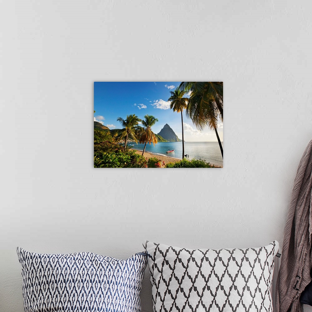A bohemian room featuring Saint Lucia, Soufriere, Boat by the shore, late afternoon