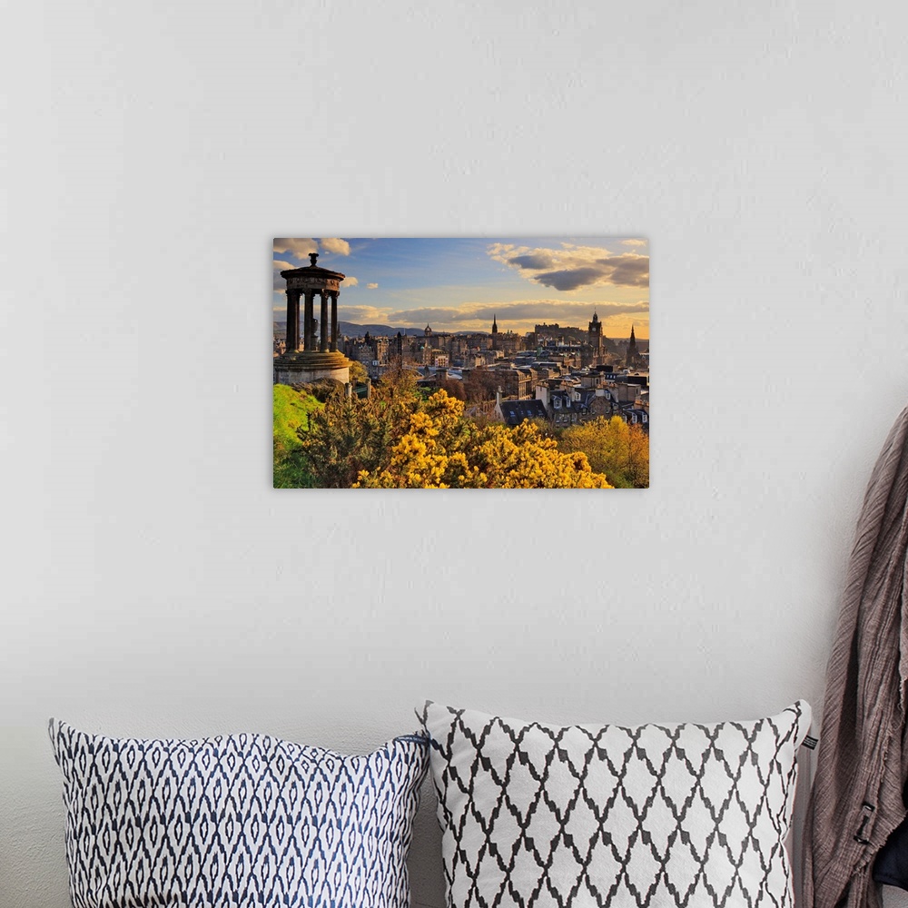 A bohemian room featuring UK, Scotland, Great Britain, Edinburgh, Calton Hill, Dugald Stewart Monument and the city in the ...
