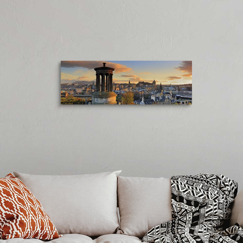 A bohemian room featuring UK, Scotland, Great Britain, Edinburgh, Calton Hill, Dugald Stewart Monument and the city in the ...