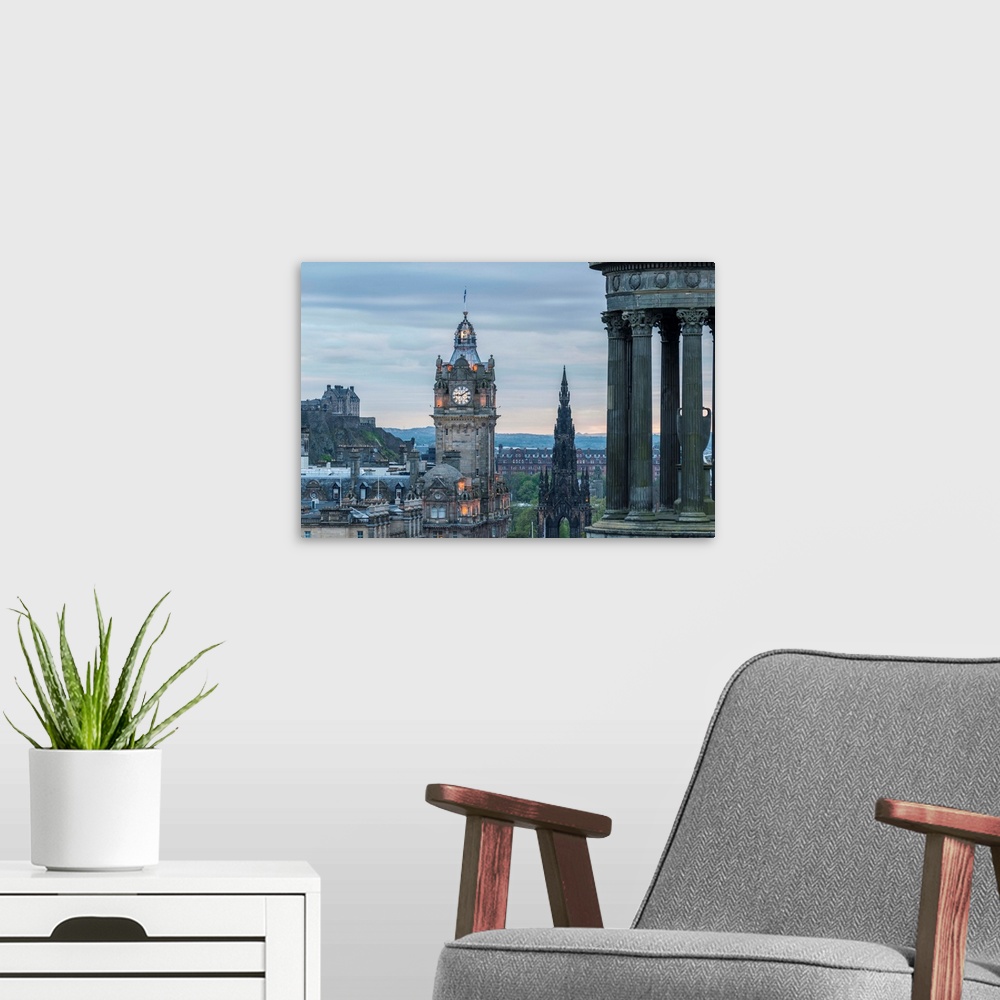 A modern room featuring UK, Scotland, Great Britain, Edinburgh, Calton Hill, View of the town from Calton Hill.