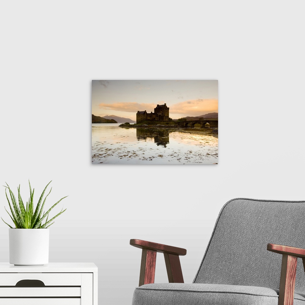 A modern room featuring Scotland, Highland, Great Britain, Highlands, Dornie, view of the castle