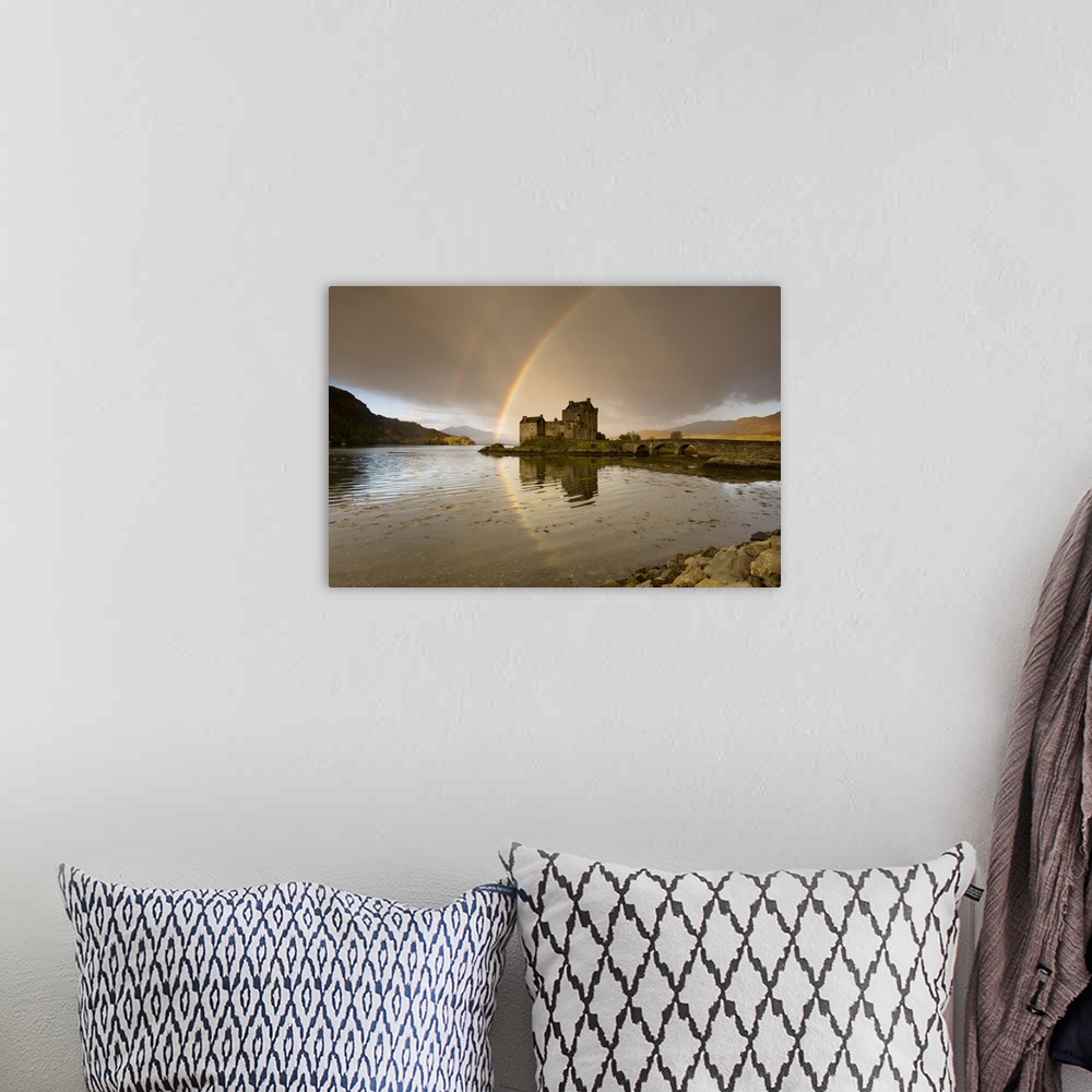 A bohemian room featuring Scotland, Highland, Great Britain, Highlands, view of the castle and rainbow
