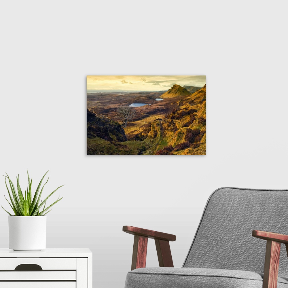 A modern room featuring UK, Scotland, Inner Hebrides, Great Britain, Highlands, Isle of Skye, East Coast of Skye at sunri...