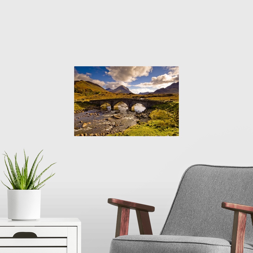A modern room featuring Scotland, Inner Hebrides, Great Britain, Sligachan bridge and Cuillin Hills