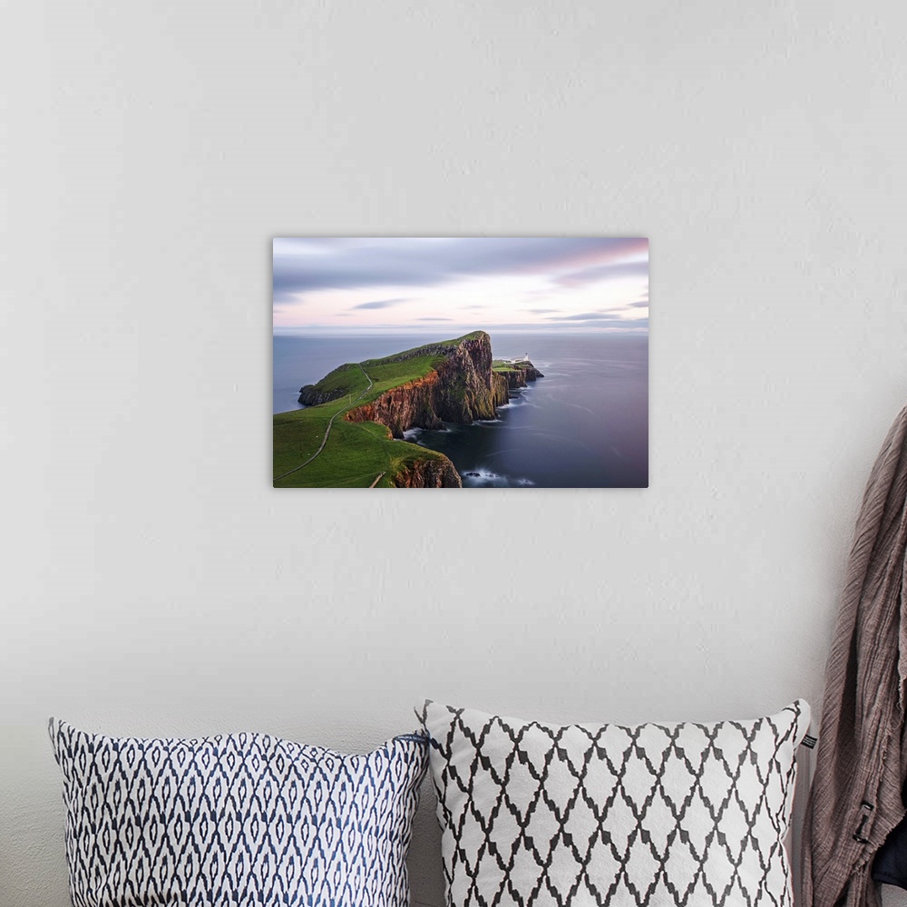 A bohemian room featuring UK, Scotland, Inner Hebrides, Isle of Skye, Great Britain, Neist Point Lighthouse.