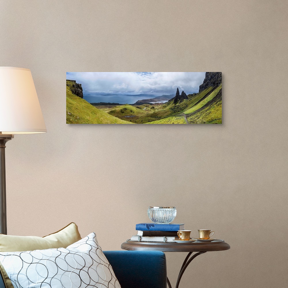 A traditional room featuring UK, Scotland, Great Britain, Inner Hebrides, Isle of Skye, Surroundings of the Old Man of Storr, ...