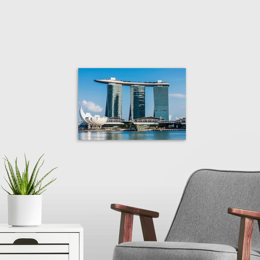 A modern room featuring Singapore, Singapore City, Marina Bay, ArtScience Museum and Marina Bay Sands Hotel designed by M...
