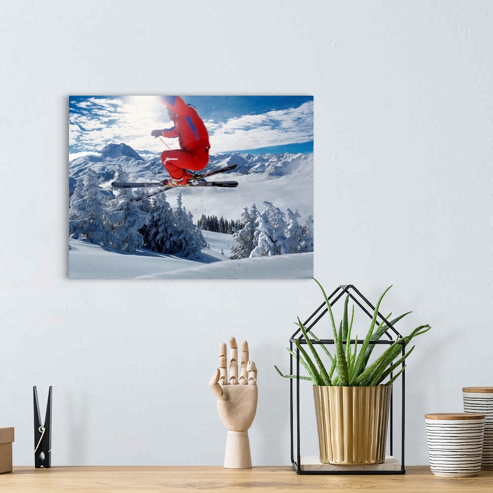 A bohemian room featuring Skier jumping