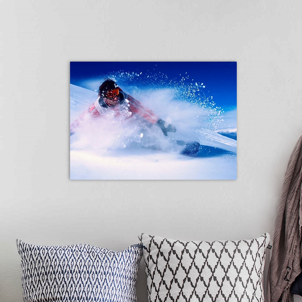 A bohemian room featuring Snowboarding