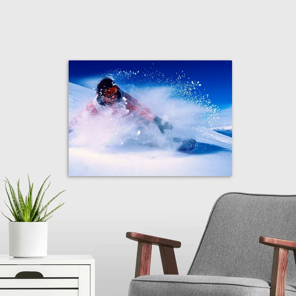 A modern room featuring Snowboarding