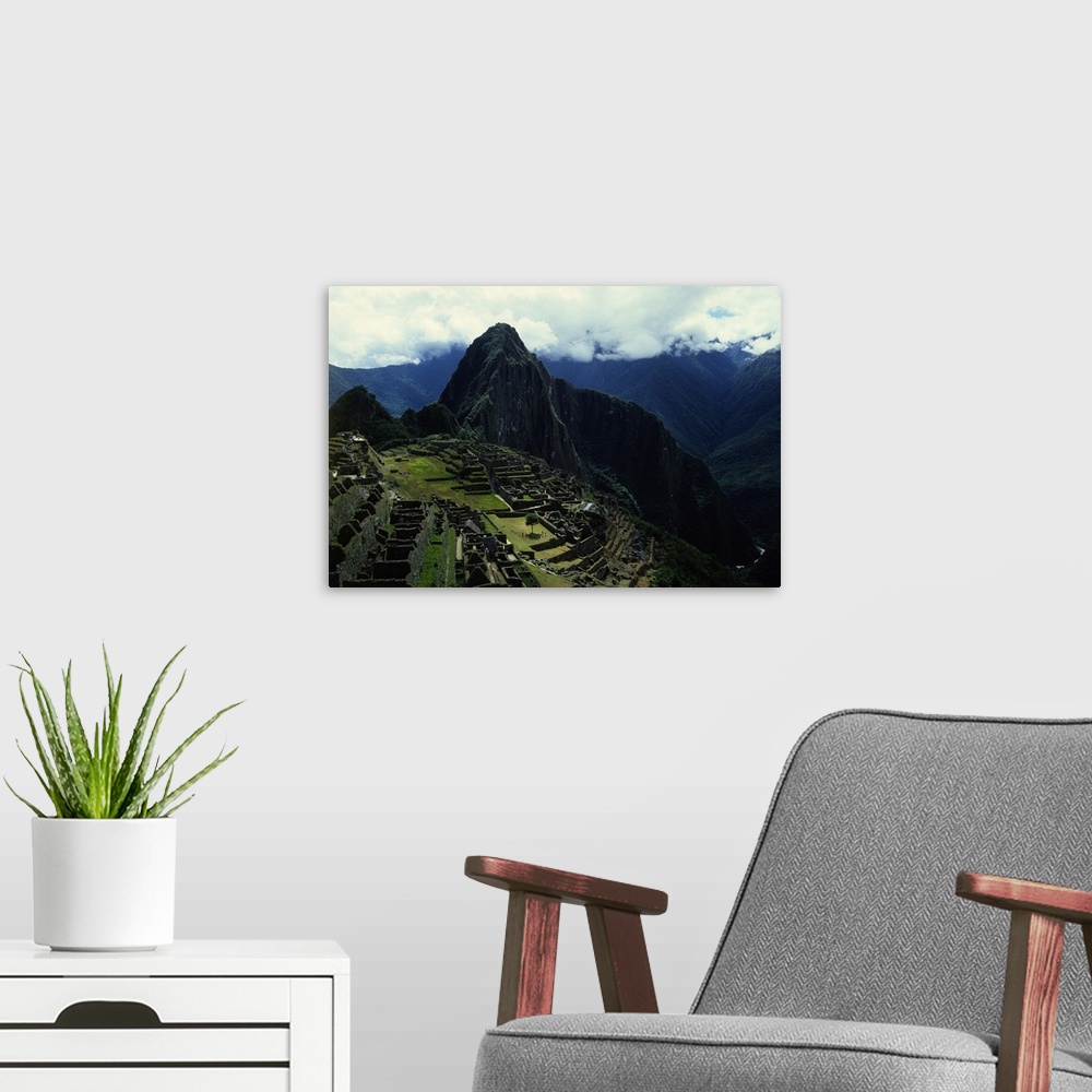 A modern room featuring South America, Peru, Machu Picchu, Aerial view